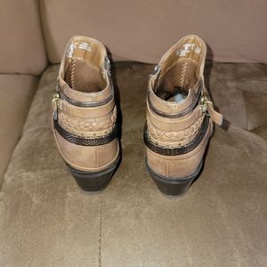brown zipper ankle booties